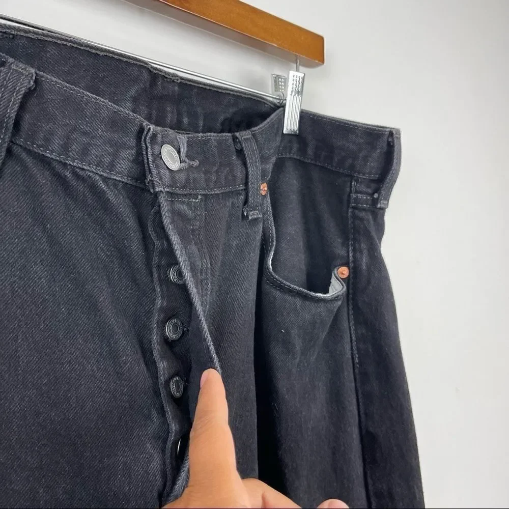 Levi's Classic 501 Straight Leg Jeans Black Button Fly Men's Size 40x30